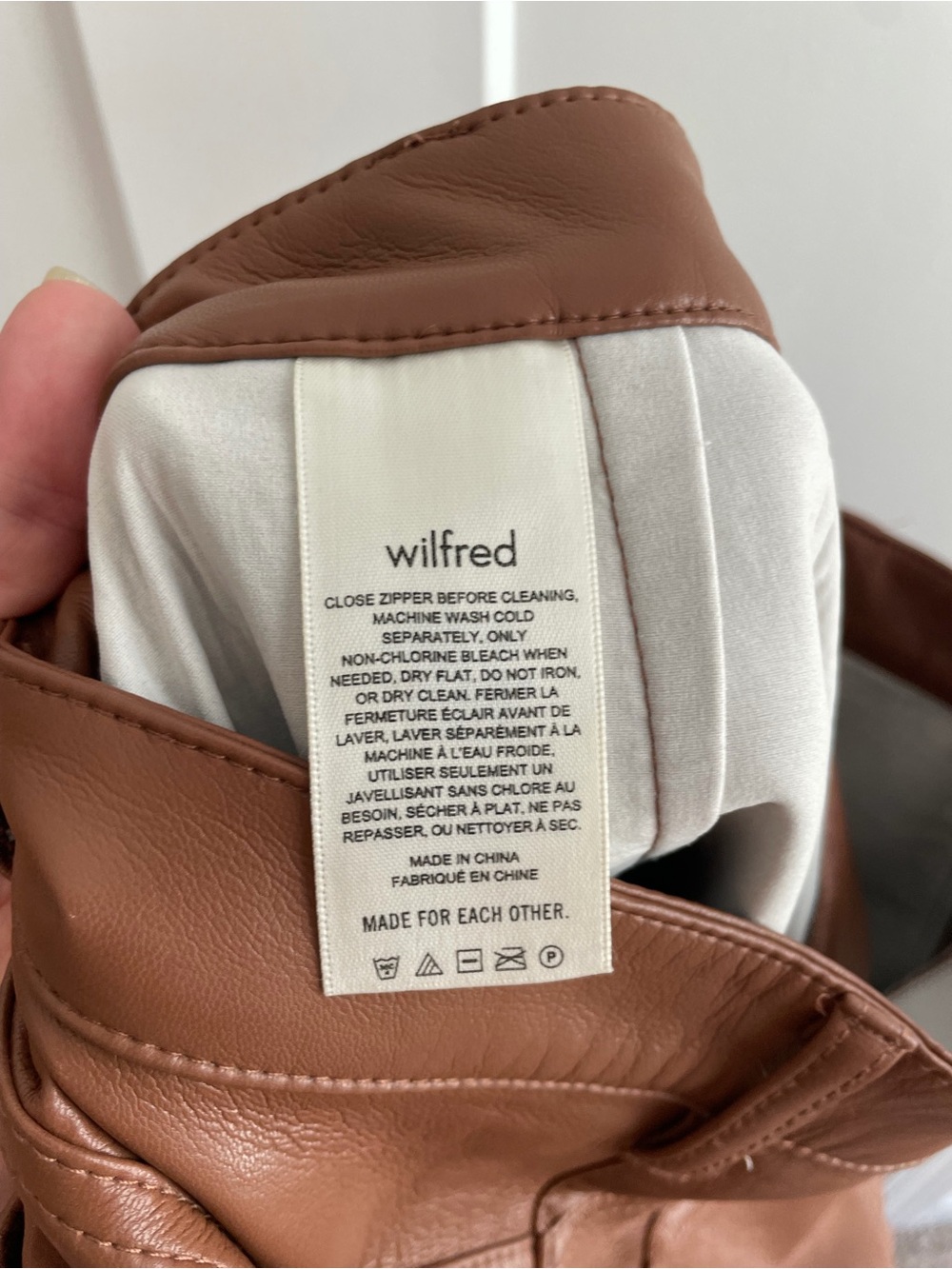Wilfred Aritzia Cognac Vegan Leather High Rise Utility Straight Leg Pants 4 - Picture 10 of 11